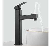 Rubinetto per Bagno di Lusso in Ottone con doccetta Estraibile, 3 modalità, Miscelatore per lavello Bianco e Grigio, Ideale per mobili Moderni e Design Elegante.