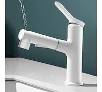 Rubinetto per Bagno Estraibile Ode con spruzzatore, Miscelatore per lavello Bianco per Una Facile Pulizia e Un Design Moderno, Ideale per l'aggiornamento del Bagno e la ristrutturazione della CAS