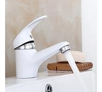 Rubinetto per bagno, lavello, miscelatore monocomando con 3/8 pollici freddo/acqua calda (bianco cromato)