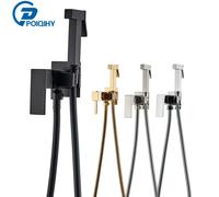 Rubinetto per Bidet da bagno in ottone nero/oro cromato spruzzatore per Bidet ad alta pressione rondella per wc rubinetto per acqua calda e fredda a parete