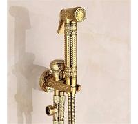 Rubinetto per bidet in ottone anticato con motivo floreale - Singolo freddo a parete doccetta igienica per bagno/WC - soluzione musulmana ideale per i musulmani, finitura dorata