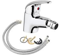 Rubinetto per Bidet - Miscelatore testa mobile Universale per Bidet Finitura Cromo, Completo di kit Flessibili di Collegamento, rubinetto con filtro bagno e scarico