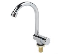 Rubinetto per camper girevole a 360 gradi, miscelatore singolo per lavello dell'acqua fredda G1/2, in acciaio inox, finitura cromata, per camper, furgoni, yacht, cucina, argento