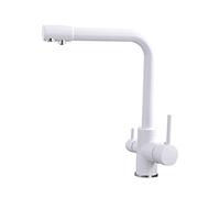 Rubinetto Per Cucina 3 Vie Per Sistemi Osmosi Doppia Leva Girevole A 360° Ottone Miscelatore Cucina Tre Vie Bocca Alta, Acqua Fredda E Calda Rubinetto Lavello Cucina, Bianco