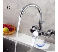Rubinetto per Cucina Calda e Fredda in Stile Parete in Rame Puro Rubinetto per lavabo a Doppio Foro con Doppia Maniglia Rubinetto per lavabo per Piscina per Lavanderia Miscelatore per Acqua Rubinetto