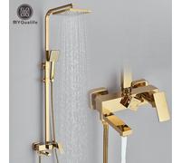 Rubinetto per doccia da bagno dorato Sistema doccia a pioggia a parete Bagno Ruota beccuccio per vasca con doccetta Polished Golden