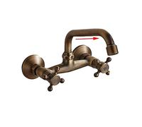 Rubinetto per il bagno, Bordo del bacino bagno nero rubinetto rotante a 360 gradi becco caldo e freddo a due maniglie a manico cucina(Antique Brass A)