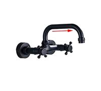 Rubinetto per il bagno, Bordo del bacino bagno nero rubinetto rotante a 360 gradi becco caldo e freddo a due maniglie a manico cucina(Black Bronze A)