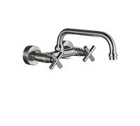 Rubinetto per il bagno, Bordo del bacino bagno nero rubinetto rotante a 360 gradi becco caldo e freddo a due maniglie a manico cucina(Brushed Nickel)