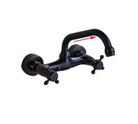 Rubinetto per il bagno, Bordo del bacino bagno nero rubinetto rotante a 360 gradi becco caldo e freddo a due maniglie a manico cucina(Black Bronze B)