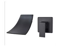 Rubinetto per il bagno, Due pezzi del bacino rubinetto della cascata delicata gradino di acqua calda e fredda a muro(Black A)