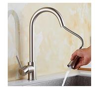 Rubinetto per il bagno, Estrarre i rubinetti della cucina Silver Single Handl Gold Kitchen Rubinetto for rubinetto singolo foro rotante miscelatore acqua(Nickel)