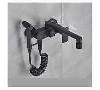 Rubinetto per il bagno, Matte Black Kitchen Lavello rubinetto doppio foro in-muro caldo miscelatore freddo rubinetteria con pistola a spruzzo bagno lavabo lavaggio(Matte Black C)