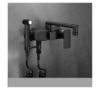 Rubinetto per il bagno, Matte Black Kitchen Lavello rubinetto doppio foro in-muro caldo miscelatore freddo rubinetteria con pistola a spruzzo bagno lavabo lavaggio(Matte Black A)