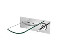Rubinetto per il bagno, Miscelatore for lavabo a cascata con montaggio a parete in ottone a scomparsa, rubinetto for lavabo con cambio colore in nichel spazzolato per mobiletto(Chrome)