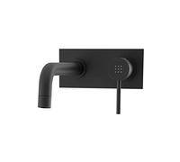 Rubinetto per il Bagno Miscelatore Monocomando per Lavabo ad Incasso interamente in Ottone con finitura a Muro Nero Opaco Design Tondeggiante Moderno per Scarico Automatico modello Ava