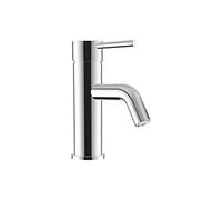 Rubinetto per il Bagno Miscelatore Monocomando Standard interamente in Ottone con finitura Cromato Design Tondeggiante Moderno per Scarico Automatico modello Ava