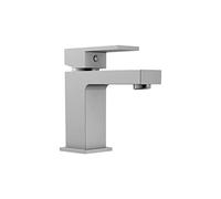 Rubinetto per il Bagno Miscelatore Monocomando Standard interamente in Ottone con finitura Cromato Design Squadrato Moderno per Scarico Automatico modello Grace