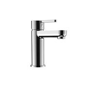 Rubinetto per il Bagno Miscelatore Monocomando Standard interamente in Ottone con finitura Cromato Design Tondeggiante Moderno per Scarico Automatico modello Virna