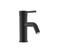 Rubinetto per il Bagno Miscelatore Monocomando Standard interamente in Ottone con finitura Nero Opaco Design Tondeggiante Moderno per Scarico Automatico modello Ava