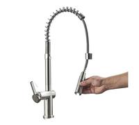 Rubinetto per il bagno, Rubinetti da cucina Spazzola rubinetti in ottone for lavello da cucina, miscelatori con beccuccio a molla estraibile a leva singola Rubinetto for acqua calda e fredda(Nickel)