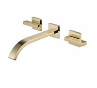 Rubinetto per il bagno, Rubinetto a cascata for lavabo da bagno in oro brillante o oro spazzolato, miscelatore a parete for acqua calda e fredda per mobiletto(Shine gold)