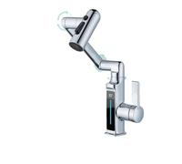 Rubinetto per il bagno, Rubinetto da bagno con braccio robotico, miscelatore per lavabo a 5 modalità grigio display a LED, foro singolo seduto(B)