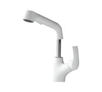 Rubinetto per il bagno, Rubinetto da bagno estraibile con display digitale, sollevamento girevole, vassoio portaoggetti, bianco, 1 confezione(Asia White)