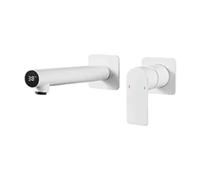 Rubinetto per il bagno, Rubinetto da bagno termostatico a parete, miscelatore per lavabo a scomparsa in ottone, layout grigio canna di fucile(White)