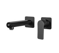 Rubinetto per il bagno, Rubinetto da bagno termostatico a parete, miscelatore per lavabo a scomparsa in ottone, layout grigio canna di fucile(Noir)