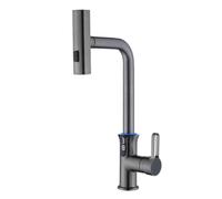 Rubinetto per il bagno, Rubinetto da cucina digitale con beccuccio a cascata, miscelatore acqua lama estraibile, tubo flessibile 1/2 a foro singolo(White)