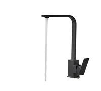 Rubinetto per il bagno, Rubinetto da cucina quadrato, rubinetto for lavello da cucina caldo e freddo Chorme nero opaco lucido, miscelatore con rotazione a 360 gradi for montaggio su piano(Noir)