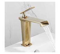 Rubinetto per il bagno, Rubinetto del bacino rubinetto nero lavandino singolo foro in oro deck vintage lavaggio caldo miscelatore a freddo(Gold)