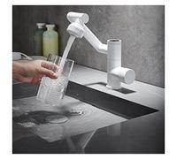 Rubinetto per il bagno, Rubinetto di piegatura universale Display digitale caldo e freddo rubinetto in acciaio inossidabile con doppia funzione spray for ruotare ad angolo grande(White)