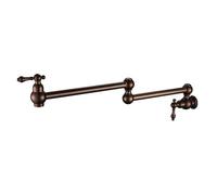 Rubinetto per il bagno, Rubinetto di riempimento pentola con doppia valvola di intercettazione montato a parete con maniglie a leva con beccuccio oscillante a doppio snodo da 22" per mobiletto(Mahogan