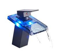 Rubinetto per il bagno, Rubinetto for lavabo a LED Cascata in ottone Temperatura Colori Cambia Miscelatore for bagno, Rubinetti in vetro for lavabo montati su piano per mobiletto(102B)