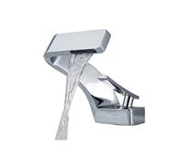 Rubinetto per il bagno, Rubinetto for lavabo bianco cromato, miscelatore for lavabo a cascata montato su piano, rubinetto for acqua calda fredda con maniglia singola per mobiletto(Chrome)