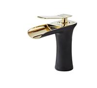 Rubinetto per il bagno, Rubinetto for lavabo bianco cromato, miscelatore for lavabo a cascata montato su piattaforma, rubinetto for acqua calda fredda con maniglia singola per mobiletto(Black short)