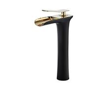 Rubinetto per il bagno, Rubinetto for lavabo bianco cromato, miscelatore for lavabo a cascata montato su piattaforma, rubinetto for acqua calda fredda con maniglia singola per mobiletto(Black high)
