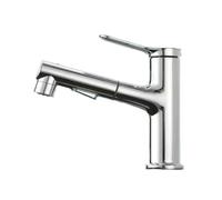 Rubinetto per il bagno, Rubinetto for lavabo con rubinetto miscelatore for acqua calda fredda con corpo in ottone per mobiletto(Silver,Brass Body)