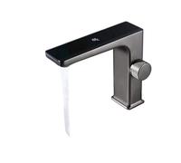 Rubinetto per il bagno, Rubinetto for lavabo con sensore intelligente grigio pistola, miscelatore for acqua calda fredda con schermo digitale, rubinetto touchless for lavabo da bagno per mobiletto(Gun