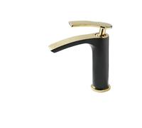 Rubinetto per il bagno, Rubinetto for lavabo Miscelatore in ottone Miscelatore for lavabo caldo e freddo, rubinetti a cascata for bagno bianco/cromo/nero/oro per mobiletto(Black gold short)
