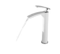 Rubinetto per il bagno, Rubinetto for lavabo Miscelatore in ottone Miscelatore for lavabo caldo e freddo, rubinetti a cascata for bagno bianco/cromo/nero/oro per mobiletto(White chrome high)