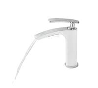 Rubinetto per il bagno, Rubinetto for lavabo Miscelatore in ottone Miscelatore for lavabo caldo e freddo, rubinetti a cascata for bagno bianco/cromo/nero/oro per mobiletto(White chrome short)