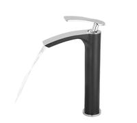 Rubinetto per il bagno, Rubinetto for lavabo Miscelatore in ottone Miscelatore for lavabo caldo e freddo, rubinetti a cascata for bagno bianco/cromo/nero/oro per mobiletto(Black chrome high)