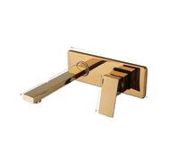 Rubinetto per il bagno, Rubinetto for lavandino del bagno placcato oro, rubinetti for lavabo in ottone montati a parete, miscelatore nero acqua calda e fredda con gru nascosta per mobiletto(Gold)