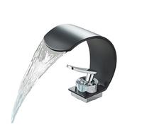 Rubinetto per il bagno, Rubinetto for lavandino del bagno Rubinetti for lavabo in ottone nero, maniglia singola Cascata calda e fredda Miscelatore elegante for montaggio su piattaforma moderna per mob
