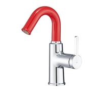 Rubinetto per lavabo a Blocchi di Colore Rosso e Blu, Miscelatore monocomando dal Design Unico per bagni Moderni e giocosi(Rosso)