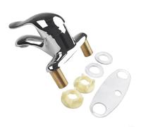 Rubinetto per lavabo a doppio foro, miscelatore caldo e freddo per lavello del bagno, nucleo valvola in ceramica, finitura argento (tipo in lega)