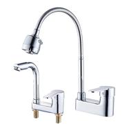 Rubinetto per lavabo a doppio foro per bagno freddo e caldo in ottone colonna girevole WC lavaggio viso capelli (rotante-rame)